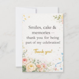 Tarjeta de agradecimiento de cumpleaños floral ele