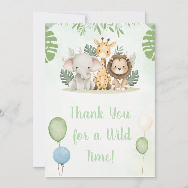 Tarjeta de agradecimiento de cumpleaños Jungle Saf (Anverso)