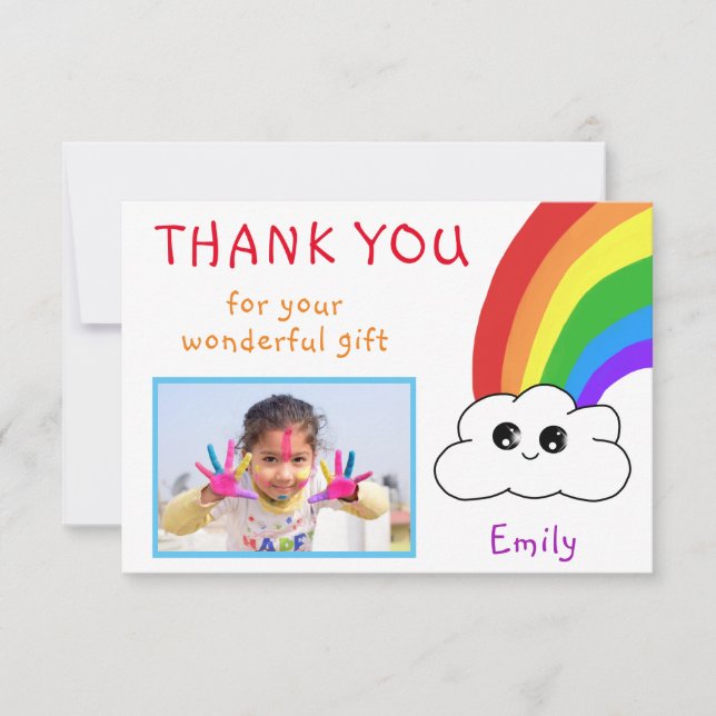 Tarjeta de agradecimiento de cumpleaños Kawaii con (Anverso)