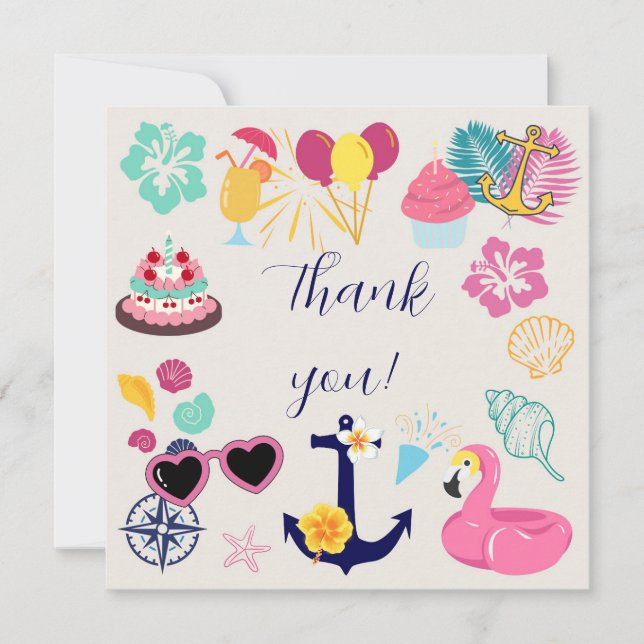 Tarjeta de agradecimiento de cumpleaños náutico li (Anverso)