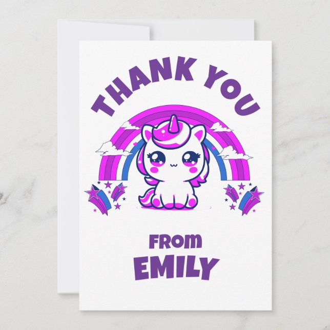 Tarjeta de agradecimiento de cumpleaños para niñas (Anverso)