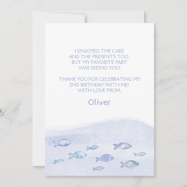 Tarjeta de agradecimiento de cumpleaños para niño  (Anverso)