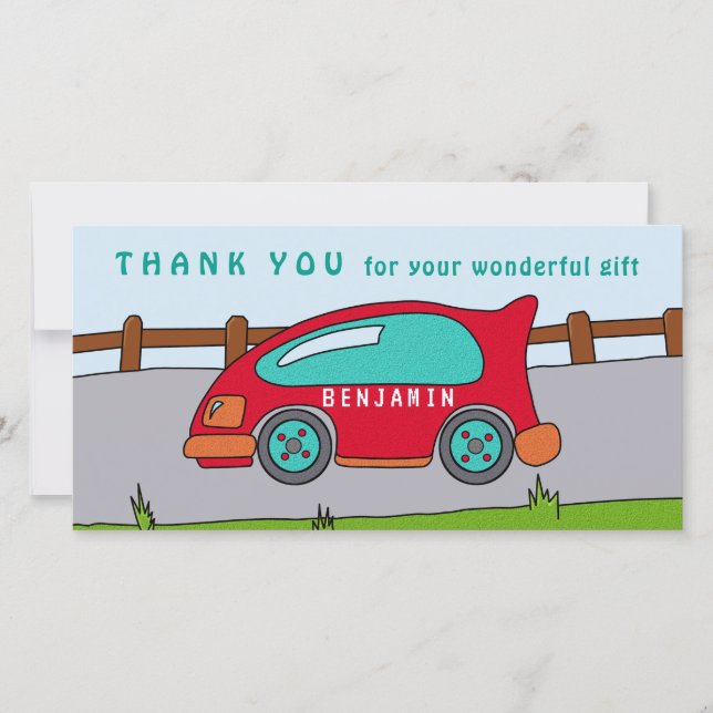 Tarjeta de agradecimiento de cumpleaños para niño  (Anverso)