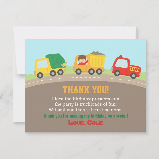 Tarjeta de agradecimiento de cumpleaños para niños (Anverso)