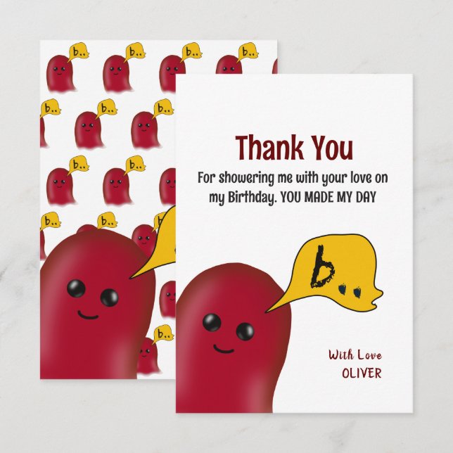 Tarjeta de agradecimiento de cumpleaños para niños (Anverso / Reverso)