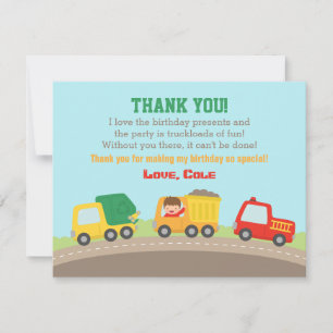 Tarjeta de agradecimiento de cumpleaños para niños