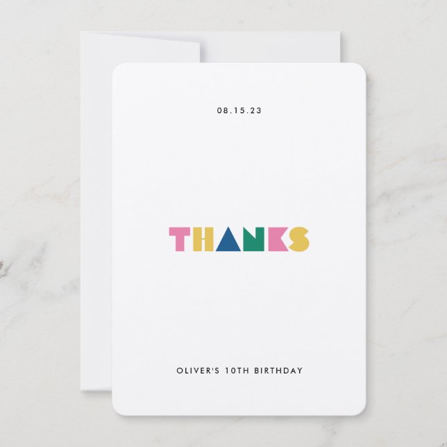 Tarjeta de agradecimiento de cumpleaños para niños (Anverso)