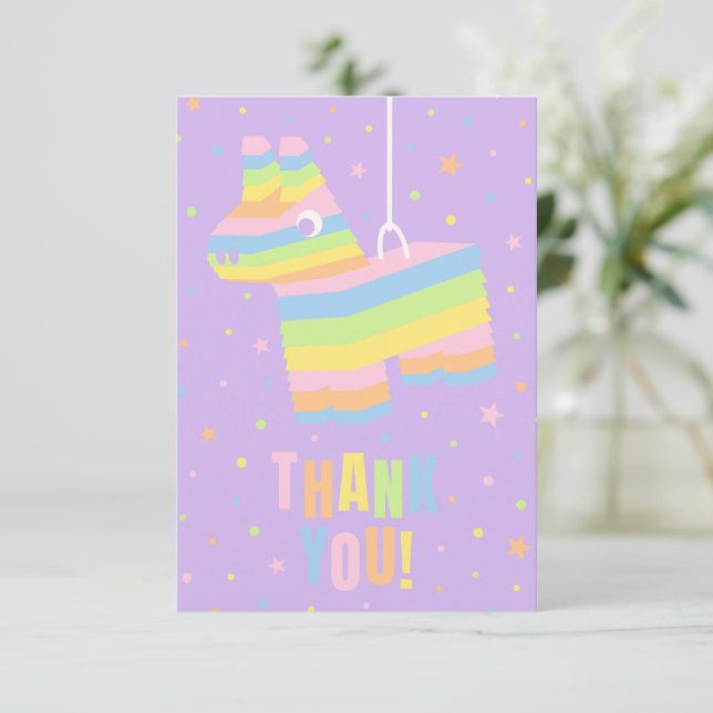Tarjeta de agradecimiento de cumpleaños para Piñat (Anverso de pie)