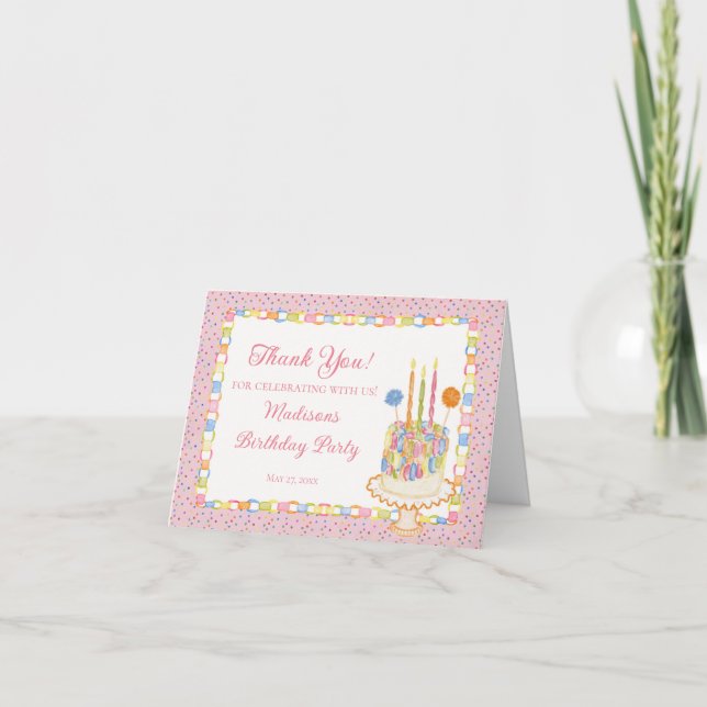 Tarjeta de agradecimiento de cumpleaños Pink Cue t (Anverso)