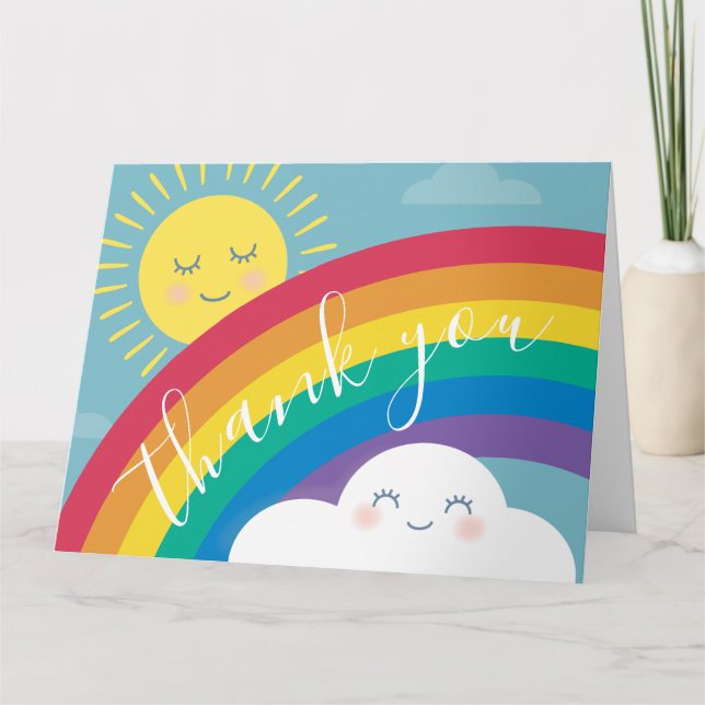 Tarjeta de agradecimiento de cumpleaños Rainbow Cl (Anverso)