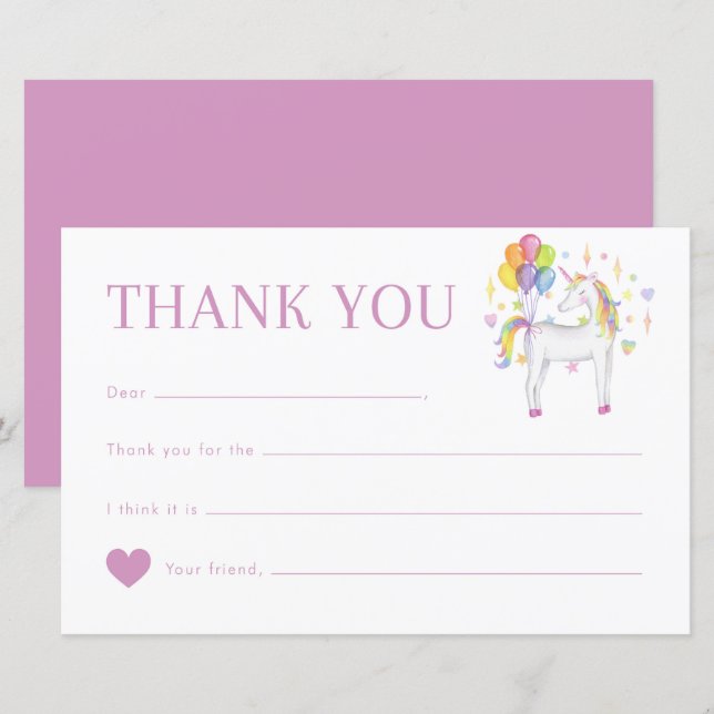 Tarjeta de agradecimiento de cumpleaños Rainbow Un (Anverso / Reverso)