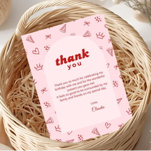 Tarjeta de agradecimiento de cumpleaños rosa linda