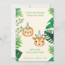 Tarjeta de agradecimiento de cumpleaños Twins Safa