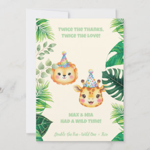 Tarjeta de agradecimiento de cumpleaños Twins Safa