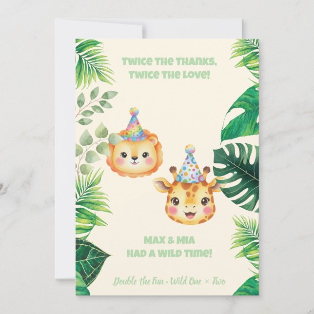 Tarjeta de agradecimiento de cumpleaños Twins Safa (Anverso)
