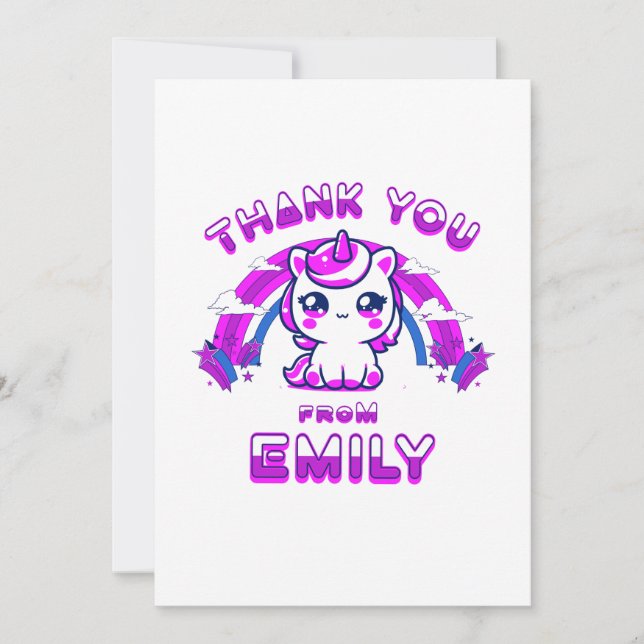 Tarjeta de agradecimiento de cumpleaños - Unicorni (Anverso)