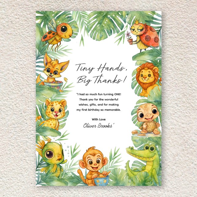 Tarjeta de agradecimiento de cumpleaños Wild One W (Wild One Watercolor 1st Birthday Thank You Card)