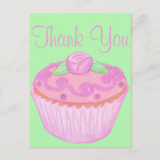Tarjeta de agradecimiento de Cupcake rosa verde 3