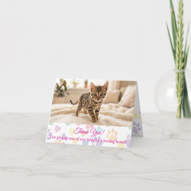 Tarjeta de agradecimiento de Custom Bengal Cattery (Anverso)
