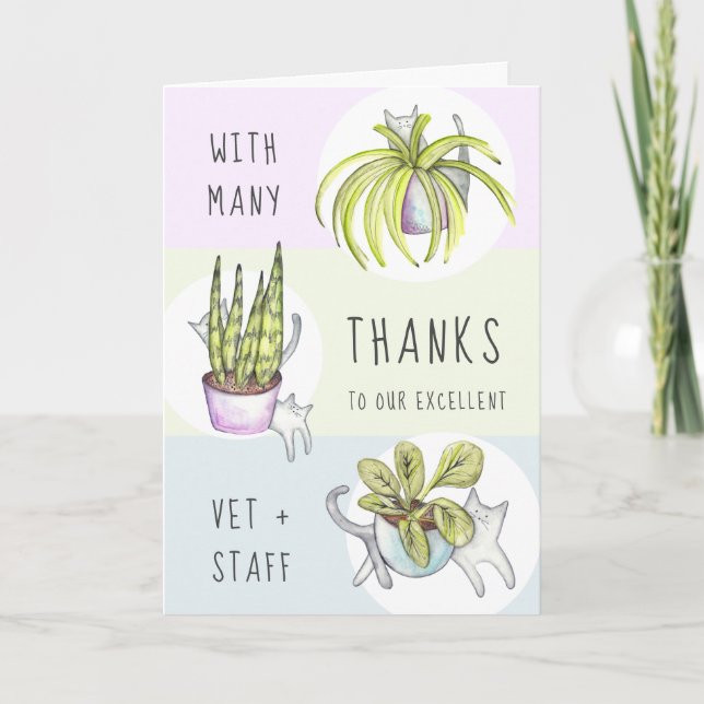 Tarjeta de agradecimiento de Cute Cats Vet (Anverso)