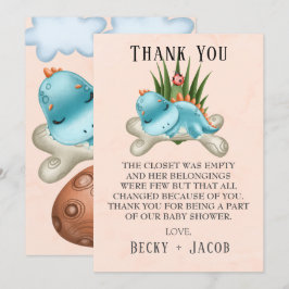 Tarjeta de agradecimiento de Cute Dinosaur Baby Sh