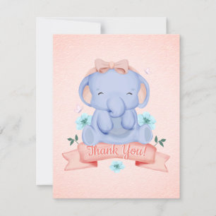 Tarjeta de agradecimiento de Cute Elephant Baby Sh
