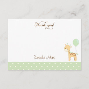 Tarjeta de agradecimiento de Cute Giraffe Baby Sho
