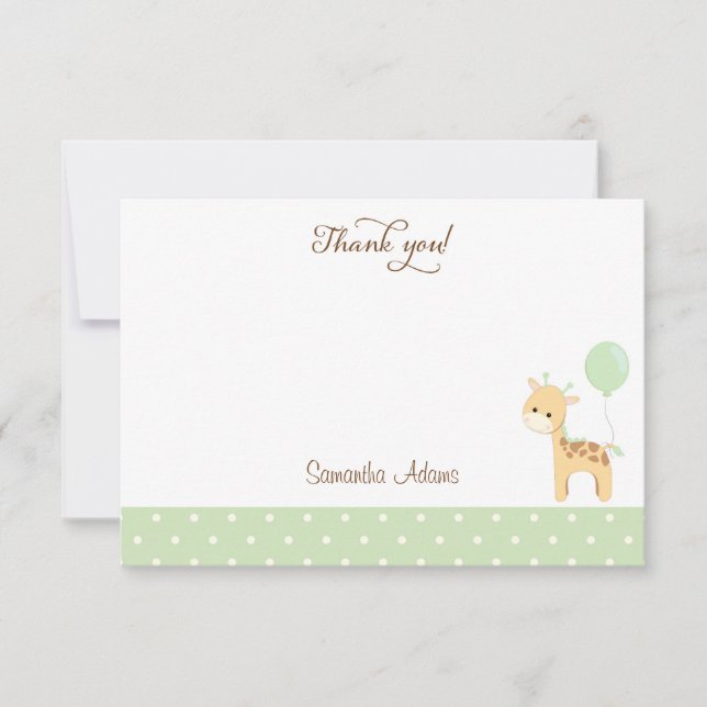 Tarjeta de agradecimiento de Cute Giraffe Baby Sho (Anverso)