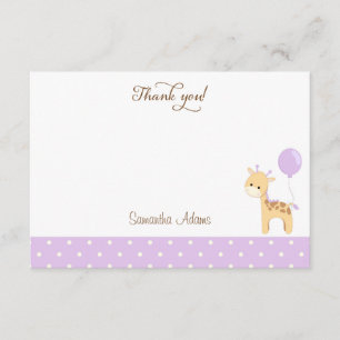 Tarjeta de agradecimiento de Cute Giraffe Baby Sho