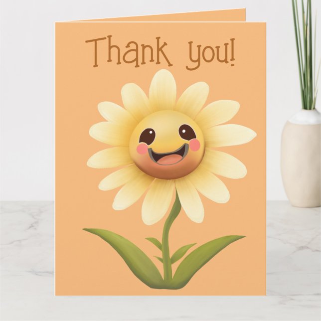 Tarjeta de agradecimiento de Cute Happy Flower (Anverso)