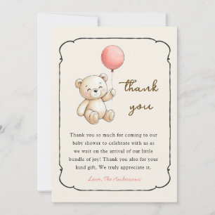 Tarjeta de agradecimiento de Cute retro Oso Baby s