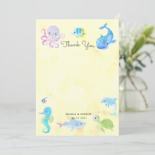 Tarjeta de agradecimiento de Cute Under Sea Baby S