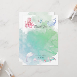 Tarjeta de agradecimiento de Cute Under Sea Baby S