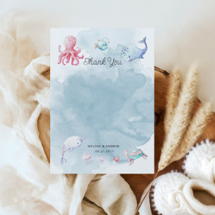 Tarjeta de agradecimiento de Cute Under Sea Baby S