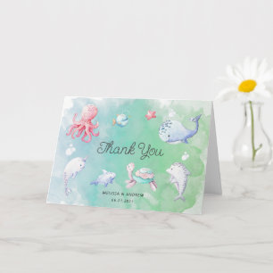 Tarjeta de agradecimiento de Cute Under Sea Baby S