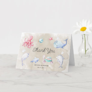 Tarjeta de agradecimiento de Cute Under Sea Baby S