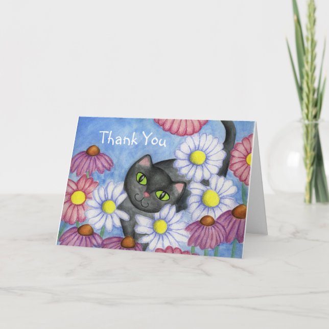 Tarjeta de agradecimiento de Daisy Cat (Anverso)