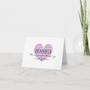 Tarjeta de agradecimiento de dama de honor con cor