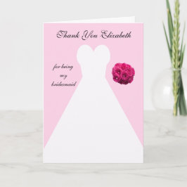 Tarjeta de agradecimiento de dama de honor rosa pe