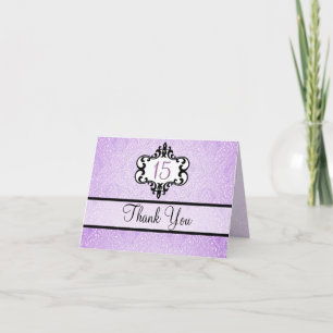 Tarjeta de agradecimiento de Damasco Chic Morado y