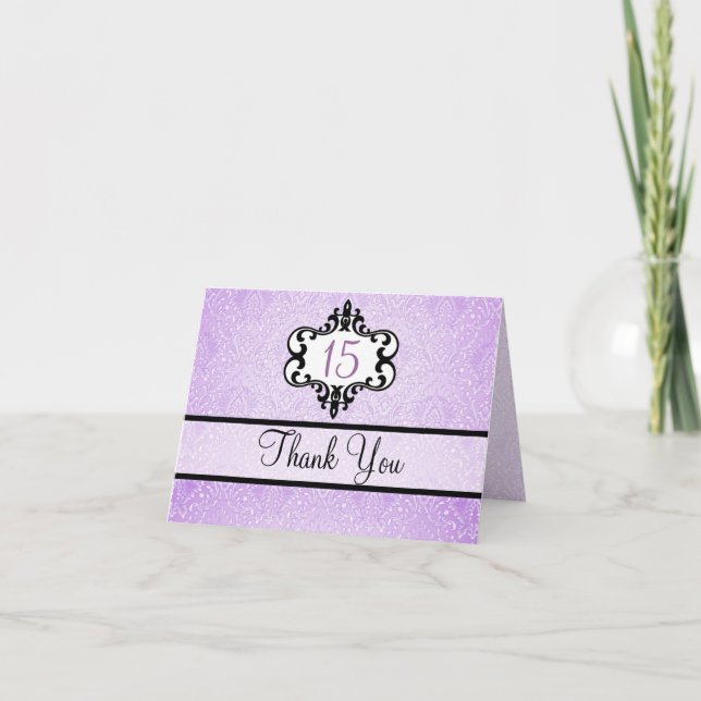 Tarjeta de agradecimiento de Damasco Chic Morado y (Anverso)