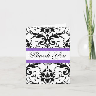 Tarjeta de agradecimiento de Damasco morado, blanc