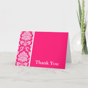 Tarjeta de agradecimiento de damasco rosa caliente