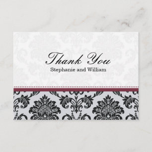 Tarjeta de agradecimiento de Damask Burgundy Boda