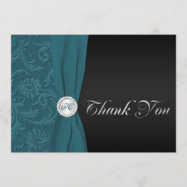 Tarjeta de agradecimiento de Damask Monogramado ve