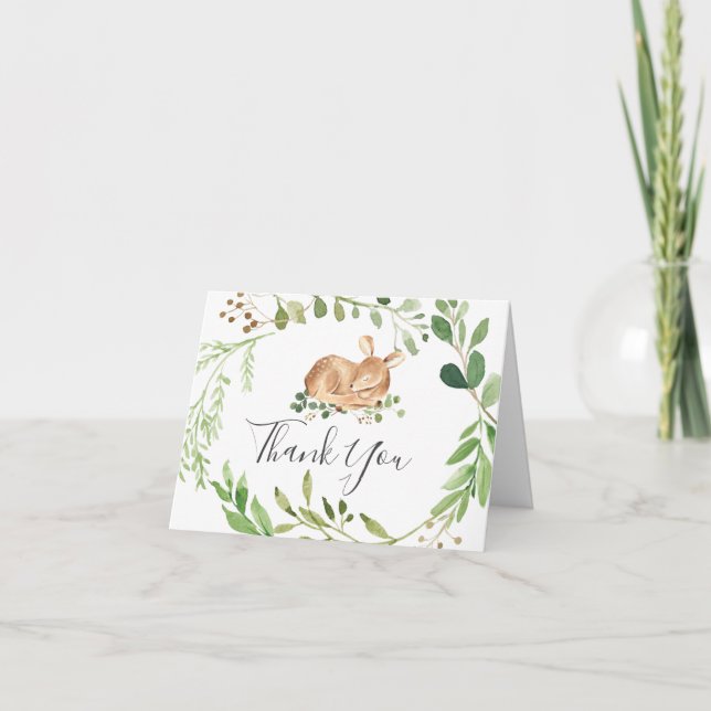 Tarjeta de agradecimiento de Deer Baby Shower (Anverso)