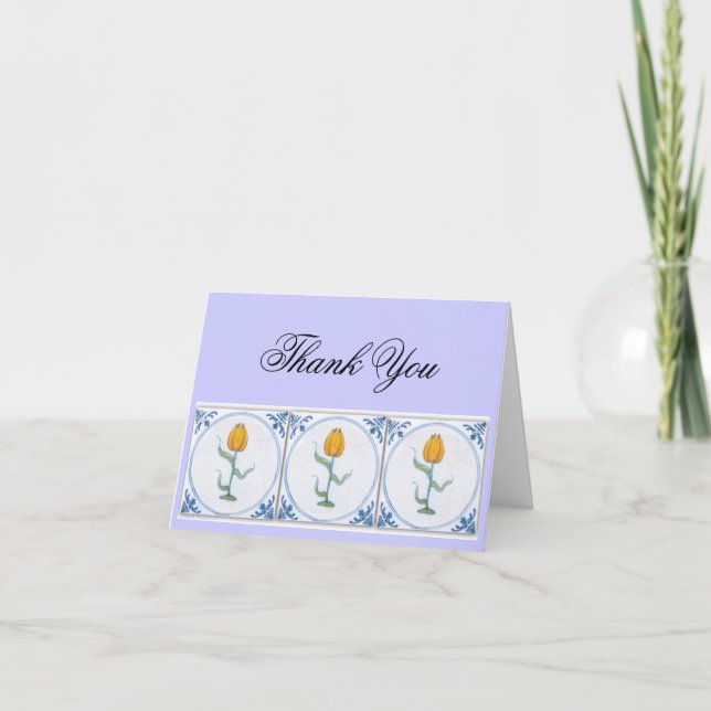 Tarjeta de agradecimiento de Delft Tulip Tile Art (Anverso)