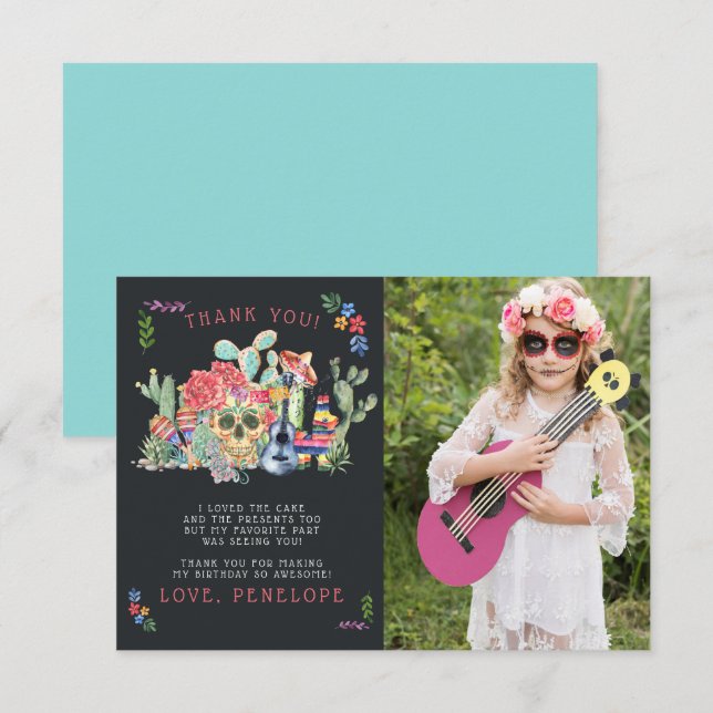 Tarjeta de agradecimiento de día de muertos con ca (Anverso / Reverso)