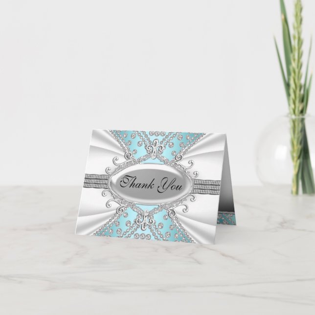 Tarjeta de agradecimiento de diamantes azules eleg (Anverso)