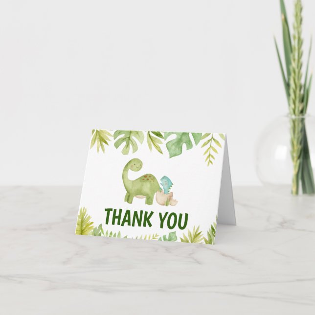 Tarjeta de agradecimiento de Dinosaur Baby Shower (Anverso)